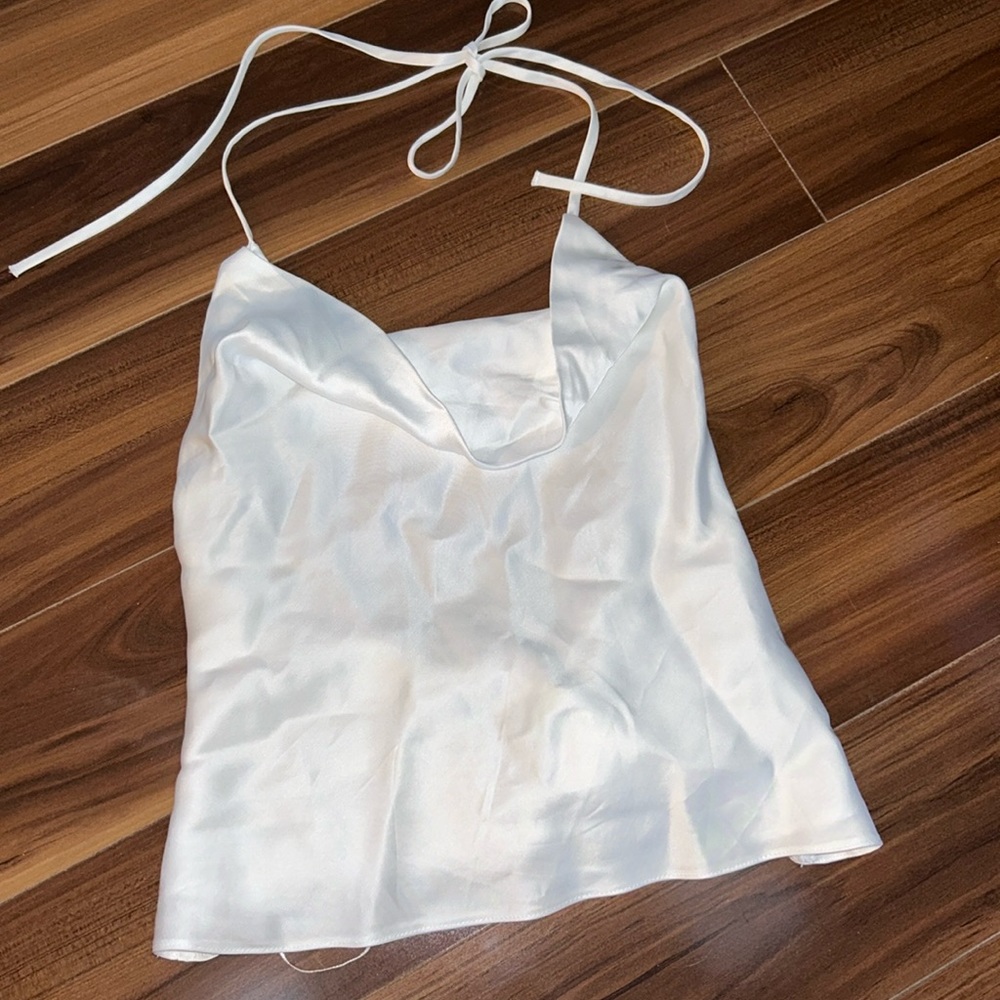 XS White silky Zara new with tags halter top